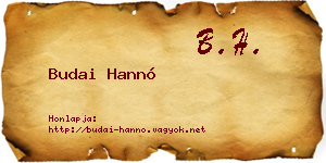 Budai Hannó névjegykártya